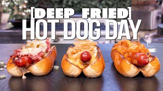 DEEP FRIED HOT DOG DAY THREE OF THE BEST YOULL EVER HAVE  SAM THE COOKING GUY [upl. by Enrobyalc797]