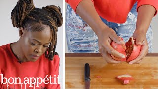 50 People Try to Deseed a Pomegranate  Basic Skills Challenge  Bon Appétit [upl. by Nonregla]