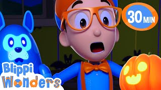 Scare Contest  Blippi Halloween Cartoons  Moonbug Halloween for Kids [upl. by Ahsiat]