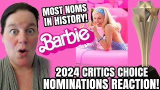 CRITICS CHOICE AWARDS 2024 NOMINATIONS REACTION Barbie Is Already Breaking Records [upl. by Woodall]