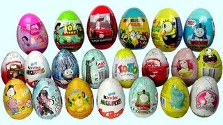 21 Surprise Eggs Kinder Surprise Cars 2 Thomas Spongebob Disney Pixar [upl. by Hedvig407]