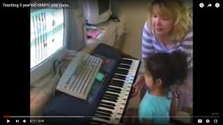 Teaching 3 year old child to play piano [upl. by Surtimed522]