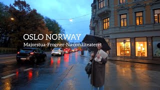 OSLO NORWAY Virtual Walking Tour🇳🇴 Walking in rain MajorstuaFrognerNasjonalteateret 4K 60ftp [upl. by Lessirg]