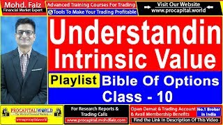 Procapital Bible of Options class 10  Intrinsic Value of Option Premium Meaning Call and Put Option [upl. by Anirok302]