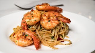 Prawn Linguine Aglio Olio  Favourite Foods [upl. by Eceinehs77]