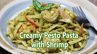 Creamy Pesto Pasta with Shrimp  Pesto Pasta Recipe [upl. by Stauder]