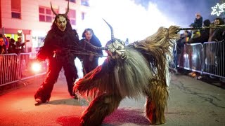 Vienna marks preChristmas period with mythical Krampus parade [upl. by Brander216]