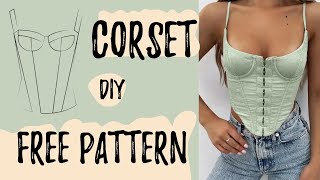 Bustier Dress Sewing Tutorial l Pattern in the Description l DIY Corset Top Sewing Tutorial [upl. by Falkner393]