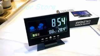 Desktop Clock Calendar LED Colors Screen With Humidity  Temperature amp Alarm [upl. by Francisco]