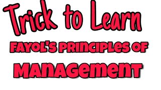 Trick to learn the fayols principles of management [upl. by Yrnehnhoj]