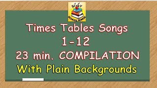 Times Tables Songs 112 for Kids w Plain Backgrounds  23 Min COMPILATION  Silly School Songs [upl. by Asseniv]