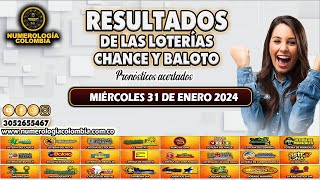 Resultados del Chance del MIÉRCOLES 31 de enero de 2024 Loterias 😱💰💵 chance loteria resultados [upl. by Ginelle]