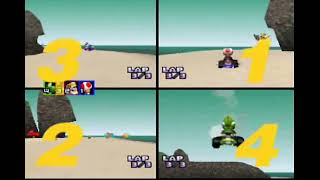 Mario Kart 64 Multiplayer VS on all 16 Tracks 4 Players [upl. by Yruama]