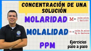 MOLARIDAD M molalidad m y partes por millón ppm [upl. by Lekkim]