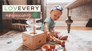 MONTESSORI TOYS FOR ONE YEAR OLDS  Lovevey Play Kit Unboxing  Review [upl. by Auqinehs699]