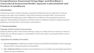 Using Giger and Davidhizars Transcultural Assessment Model perform a comprehensive assessment [upl. by Rezeile403]