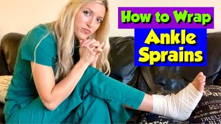 How to Wrap an Ankle Sprain with an Elastic Bandage  Nursing Skill Tutorial [upl. by Aihtnyc]