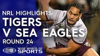 NRL Highlights Wests Tigers v Manly Sea Eagles  Round 24 [upl. by Kyla]