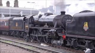 LMS Steam Locos 44871  45407 Stanier Black 5s Double Headed Departure at Sheffield [upl. by Ociral]