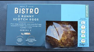 Asda Bistro 2 RUNNY SCOTCH EGGS  £4  254g  Warm Scotch Egg Review [upl. by Nylek]