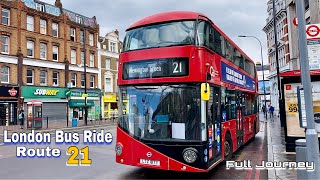 London Bus Ride 🇬🇧 Route 21  Lewisham Centre to Newington Green via London Bridge Full Journey [upl. by Euqor115]