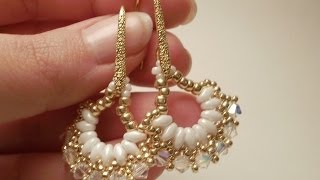 TUTORIAL orecchini Vintage Fan con Superduo e Swarovski  Superduo earrings TUTORIAL [upl. by Dimo335]