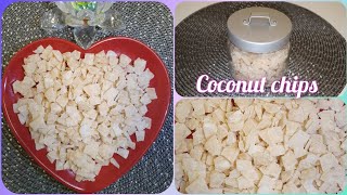 Sweet Coconut Chips Recipe  Narikeler Chira  How to make coconut snack [upl. by Onirefes616]