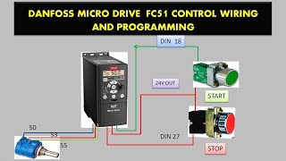 🔵Danfoss FC51 micro drive control wiring and program in easy methoddanfoss [upl. by Nealey]