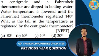 A centigrade and a Fahrenheit thermometer are dipped in boiling water Water temperature is lowered [upl. by Worl]