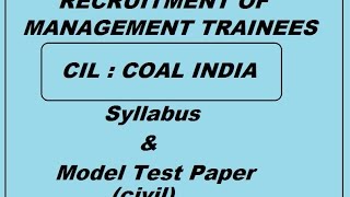 COAL  CIVIL  Syllabus and Model Test Paper  Management trainee [upl. by Sigsmond]