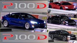 QUICKEST Tesla P100D vs THE WORLD  GTR GT500 HURACAN and GOLF R  Road Test® [upl. by Arhoz581]