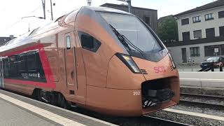 STADLER Trains in Rapperswil operated by SBB and SOB with a beautiful scenery [upl. by Jermyn]