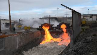 Slag dumping at PontàMousson SaintGobain 2 HD [upl. by Asimaj664]