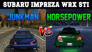 Junkman vs Horsepower  Subaru Impreza WRX STI  Need for Speed Most Wanted vs Carbon [upl. by Ailongam]