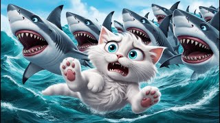 Cat fights shark to save people cat cute ai catlover catvideos cutecat aicat Shark [upl. by Einoj]