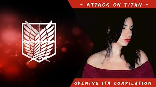 Attack on Titan Opening ITA Compilation Lyrics by Kobato  LATTACCO DEI GIGANTI SIGLE ITA [upl. by Elonore]