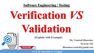 SE 49  Verification VS Validation with Example [upl. by Onifled]