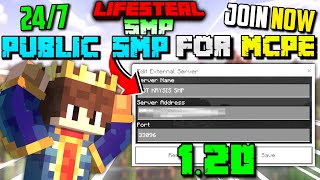 Best Public LIFESTEAL SMP For Mnecraft PE 120  JAVAPE  How To Join 24x7 SMP In MCPE 120 [upl. by Tavy]