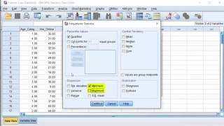 SPSS  Percentiles Quartiles 5number summary [upl. by Wilden]