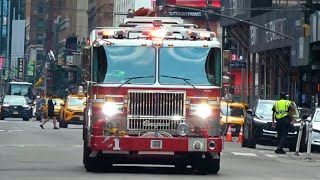 Eq2b YELP FDNY Engine 1 responding heavy airhorns [upl. by Sueahccaz]