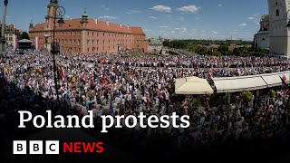 Poland Thousands protest over new law  BBC News [upl. by Eskil187]