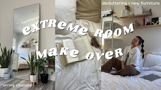 EXTREME ROOM MAKEOVER  TOUR spring cleaning decluttering ikea furniture amazon organization [upl. by Nonnahs]