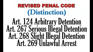 Revised Penal Code RPC Arbitrary Detention Illegal Detention Unlawful Arrest [upl. by Murtagh611]