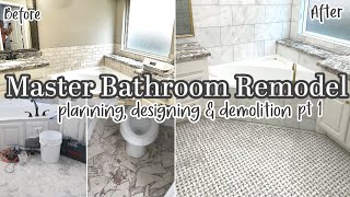 MASTER BATHROOM REMODEL  BATHROOM MAKEOVER 2023  PLANNING DESIGNING AND DEMOLITION PART 1 [upl. by Maye]