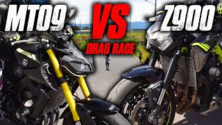 Z900 VS MT09 Drag Race [upl. by Nolahp]