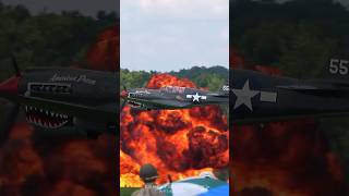 Supermarine Spitfire Mk IX and P40 ‘American Dream’ Pyro  Geneseo Airshow 2024 shorts [upl. by Lem]