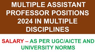 ASSISTANT PROFESSOR POSITIONS 2024 [upl. by Tsnre]