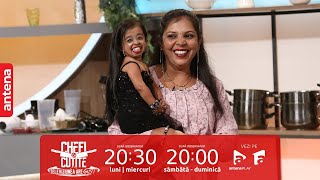 Jyoti Amge cea mai scundă femeie din lume în platoul Chefi la Cuțite Jurații uluiți [upl. by Semyaj60]