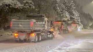 Snow plows on Lougheed Highway Port Coquitlam BC [upl. by Tullusus363]