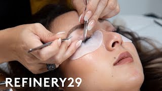 I Got 200 Eyelash Extensions For The First Time  Macro Beauty  Refinery29 [upl. by Llerahs408]